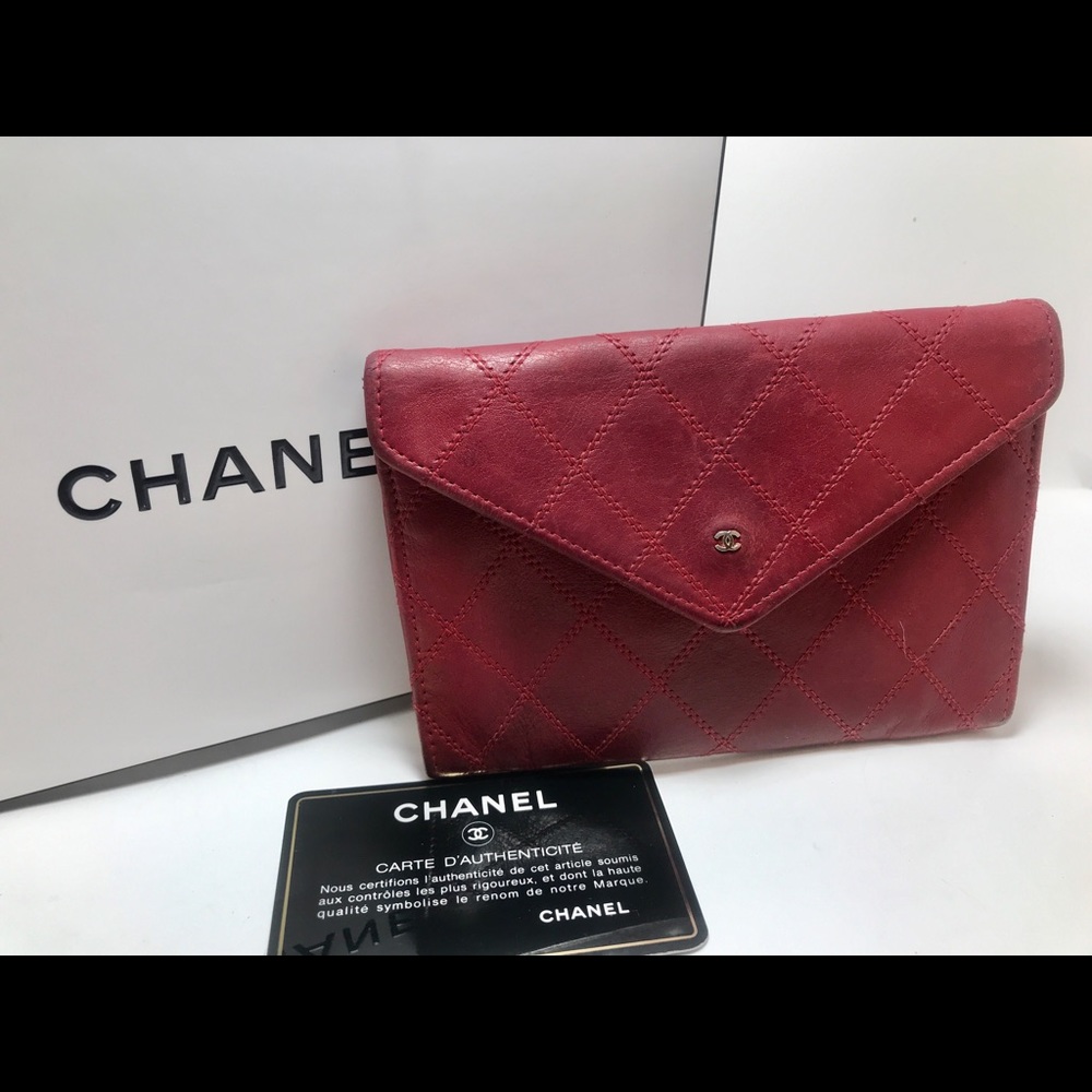 Vintage Chanel Envelope Red Pouch
